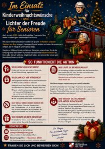 Flyer im Einsatz für Kinderweihnachtswünsche und Lichter der Freude für Senioren